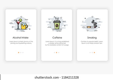 Onboarding screens design in Drinking concept. Modern and simplified vector illustration, Template for mobile apps.