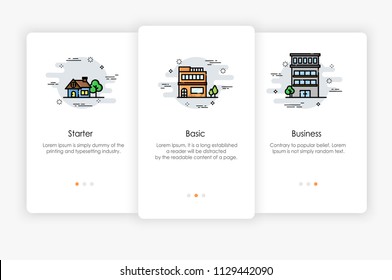 Onboarding screens design in Level concept. Modern and simplified vector illustration, Template for mobile apps.