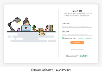 Onboarding screens design in Sign in icon and form. Modern and simplified vector illustration, Template for Website and apps.