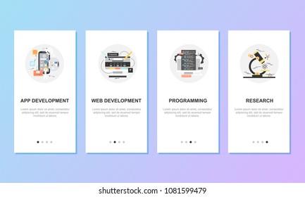 Onboarding screens for mobile app templates concept. Vector illustration flat design.