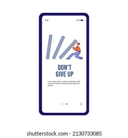 Onboarding start screen of web app on topic financial crisis overcoming, flat vector illustration. Collapse of business concept for mobile application.