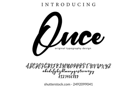 Once Font Stylish brush painted an uppercase vector letters, alphabet, typeface