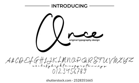 Once Font Stylish brush painted an uppercase vector letters, alphabet, typeface