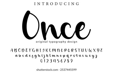 Once Font Stylish brush painted an uppercase vector letters, alphabet, typeface