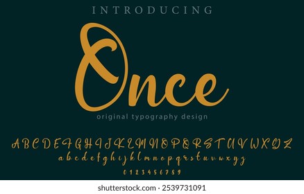 Once Font Stylish brush painted an uppercase vector letters, alphabet, typeface