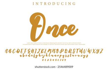 Once Font Stylish brush painted an uppercase vector letters, alphabet, typeface