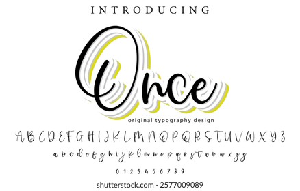 Once Font Stylish brush painted an uppercase vector letters, alphabet, typeface