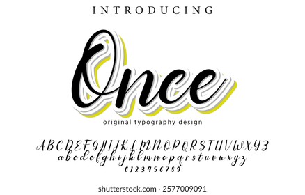 Once Font Stylish brush painted an uppercase vector letters, alphabet, typeface