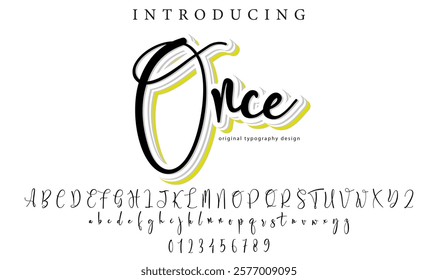 Once Font Stylish brush painted an uppercase vector letters, alphabet, typeface