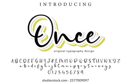 Once Font Stylish brush painted an uppercase vector letters, alphabet, typeface