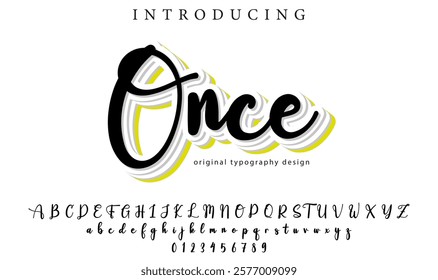 Once Font Stylish brush painted an uppercase vector letters, alphabet, typeface