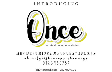 Once Font Stylish brush painted an uppercase vector letters, alphabet, typeface