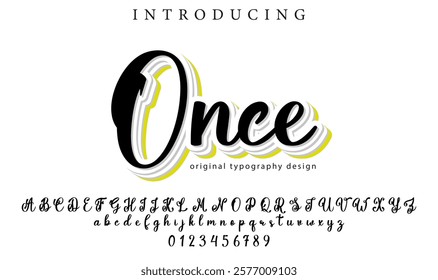 Once Font Stylish brush painted an uppercase vector letters, alphabet, typeface