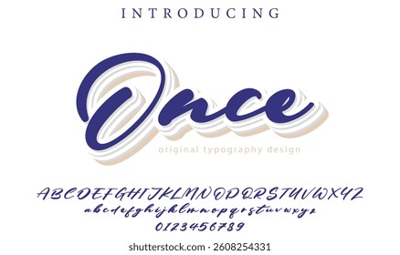 Once Font Stylish brush painted an uppercase vector letters, alphabet, typeface