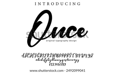 Once Font Stylish brush painted an uppercase vector letters, alphabet, typeface