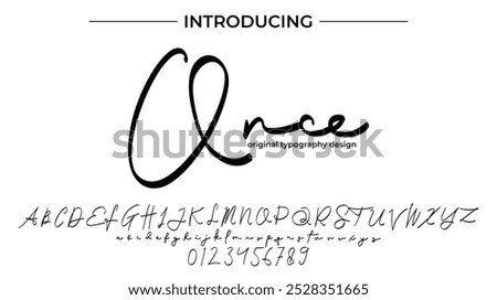 Once Font Stylish brush painted an uppercase vector letters, alphabet, typeface