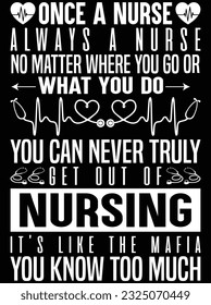 Once a nurse always a nurse no matter where you go vector art design, eps file. design file for t-shirt. SVG, EPS cuttable design file