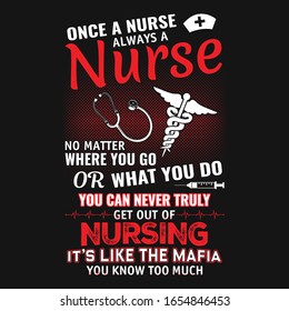 Once a nurse always a nurse t-shirt vector design template. Nurse quote t-shirt also good for poster print.