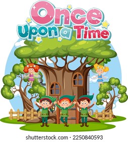 Once upon time text design illustration