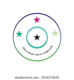 Once whole, now an empty soul typography,silhouette vector art illustration