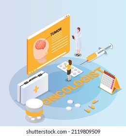Oncologist isometric 3d vector illustration concept for banner, website, landing page, ads, flyer template