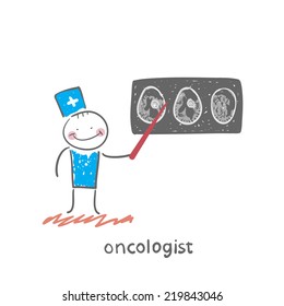 oncologist shows the X-ray imaging
