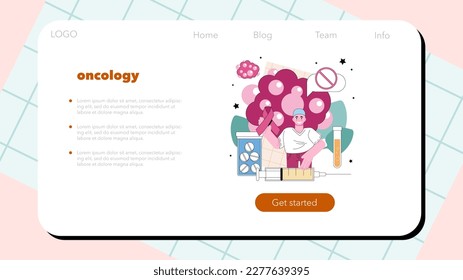 Oncologist web banner or landing page. Cancer disease modern diagnostic and treatment. Oncology chemotherapy and tumor removal. Flat vector illustration