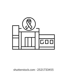 Oncology center black line icon. Editable stroke.Vector element