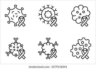 Oncology department icon set. Cancer treatment center. Radiology cancer. Radiation therapy. vector illustration on white background