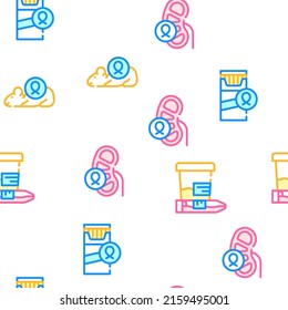 Oncology Examination Collection Vector Seamless Pattern Color Line Illustration