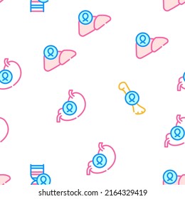 Ilustración de la línea de color del patrón sin brillo del vector de colección de exámenes de oncología