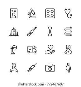Oncology icon set. Collection of high quality black outline logo for web site design and mobile apps. Vector illustration on a white background.