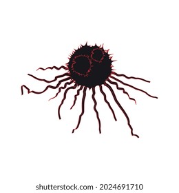 Composición isométrica oncológica con imagen aislada de ilustración vectorial celular dañada