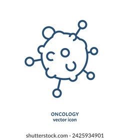 Oncology linear pictogram. Branch of medicine symbol. Cancer and tumors molecular study, prevention, investigation concept in outline style. Editable vector illustration isolated on white background