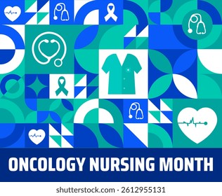 Oncology Nursing Month geometric shape pattern background banner or poster design template. observed every year in May. Holiday concept. Use to any Template, card, poster, placard, template.