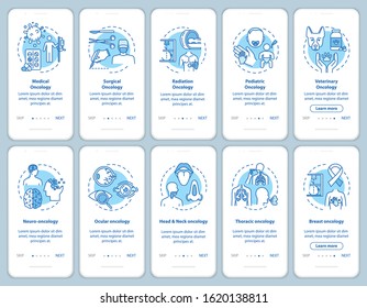 Oncology onboarding mobile app page screen with concepts. Ocular cancer. Medical oncology. Illness treatment walkthrough steps graphic instructions. UI vector template with RGB color illustrations