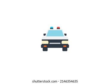 Oncoming Police Car Vector Isolated Emoticon. Police Car Icon