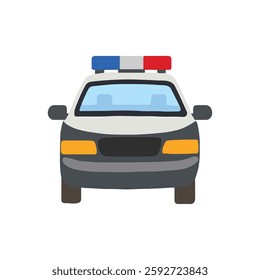 Oncoming police car vector isolated emoticon. Vector illustration. 