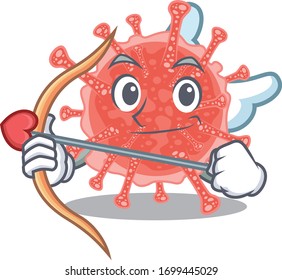 Oncovirus in cupid cartoon character with arrow and wings