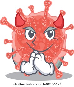Oncovirus dressed as devil cartoon character design style