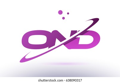 ond o n d  alphabet letter logo combination purple pink creative text dots company vector icon design template