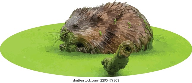 Ondatra zibethicus (Muskrat) North American Aquatic Mammal