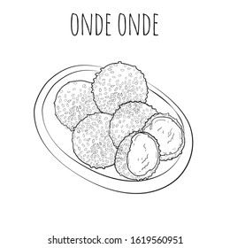 onde onde Indonesia Food Vector  Illustration