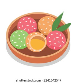 Onde onde Indonesian traditional dessert vector image