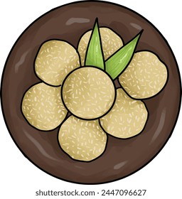 Onde onde indonesian traditional food vector. indonesian food illustration. food vector. food illustration