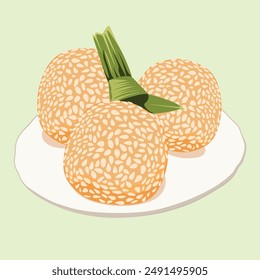 Onde onde indonesian traditional food vector, food art vector