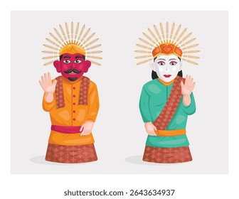 Ondel Ondel Couple – Traditional Betawi Cultural Symbol Vector