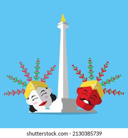 Ondel ondel vector, Monas vector, symbol Jakarta city