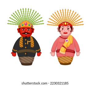 Ondel-ondel indonesian traditional art dance festival symbol cartoon illustration vector