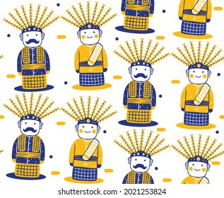 Ondel-ondel Seamless Pattern in flat design style